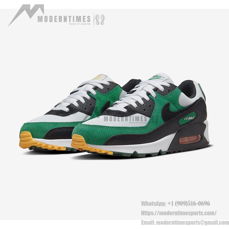 Nike Air Max 90 DM0029-004 - スタイリッシュなグリーン&ブラックスニーカー Nike Air Max 90 DM0029-004 - グリーン&ブラックのスニーカー、ホワイトディテール付き