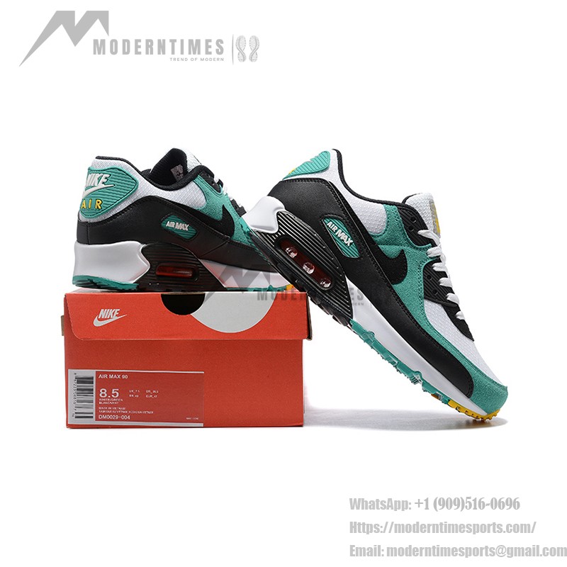 Nike Air Max 90 DM0029-004 - ホワイト&ティールスニーカー ブラックオーバーレイ付き Nike Air Max 90 DM0029-004 ホワイト&ティールスニーカー ブラックオーバーレイ付き
