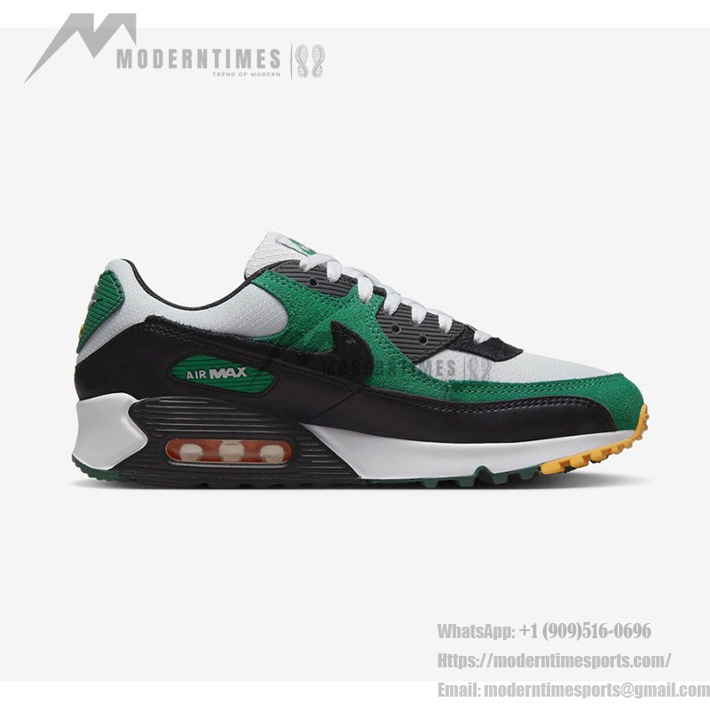 Nike Air Max 90 DM0029-004 - スタイリッシュなグリーン&ブラックスニーカー Nike Air Max 90 DM0029-004 - グリーン&ブラックのスニーカー、ホワイトディテール付き