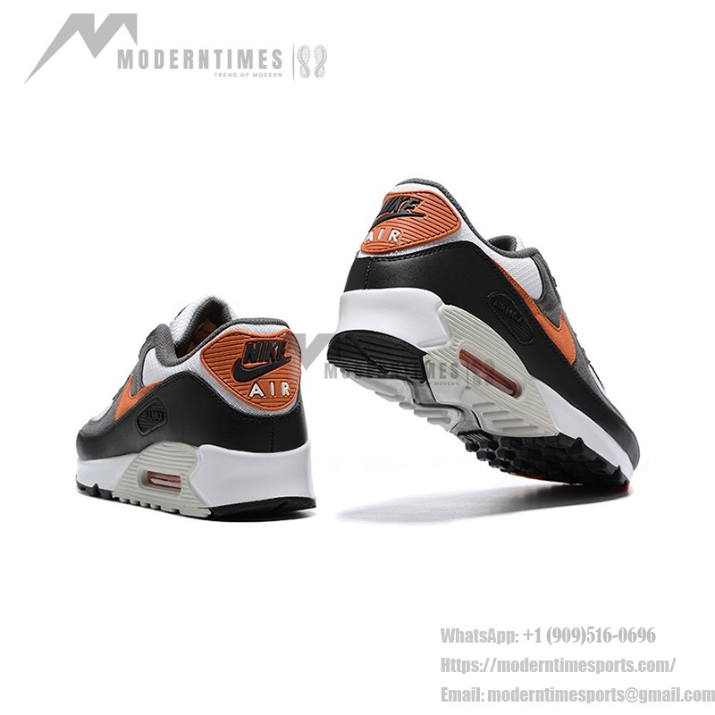 Nike Air Max 90 DM0029-101 - 大胆なグレー&オレンジスニーカー Nike Air Max 90 DM0029-101 - グレー、ブラック、ホワイトのスニーカー、オレンジアクセント付き