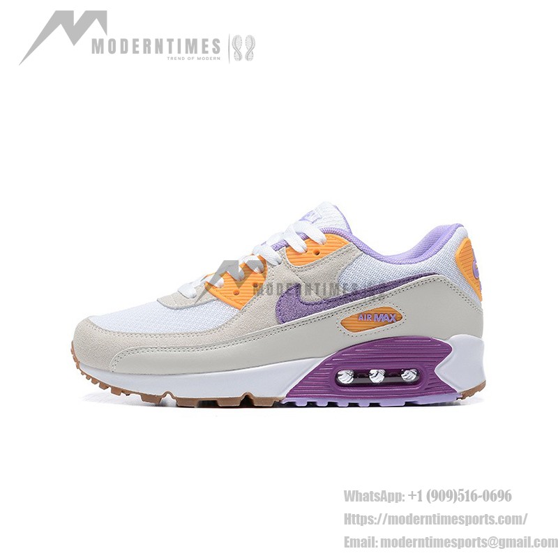 Nike Air Max 90 DM0029-102 - スタイリッシュなベージュスニーカー(パープル&オレンジアクセント付き) Nike Air Max 90 DM0029-102 - パープルとオレンジのアクセントが際立つベージュスニーカー