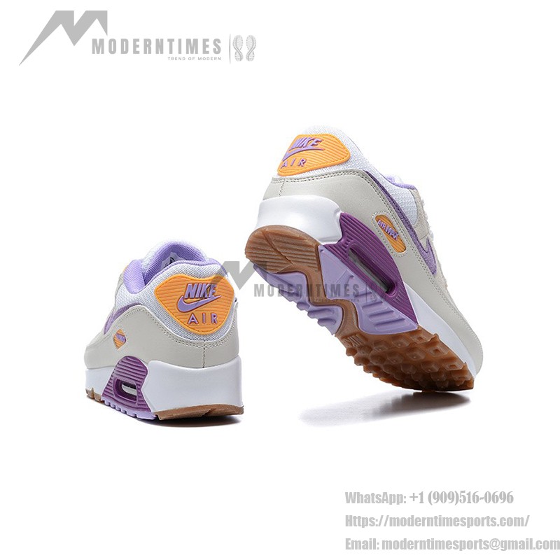 Nike Air Max 90 DM0029-102 - スタイリッシュなベージュスニーカー(パープル&オレンジアクセント付き) Nike Air Max 90 DM0029-102 - パープルとオレンジのアクセントが際立つベージュスニーカー