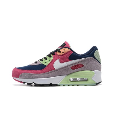 Nike Air Max 90 DM0035-500 - マルチカラー スエードスニーカー 鮮やかなピンク、グリーン、ネイビーのアクセント付き | アイコニックなスタイル & 卓越した快適さ
