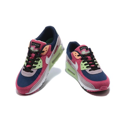 Nike Air Max 90 DM0035-500 - マルチカラー スエードスニーカー 鮮やかなピンク、グリーン、ネイビーのアクセント付き | アイコニックなスタイル & 卓越した快適さ