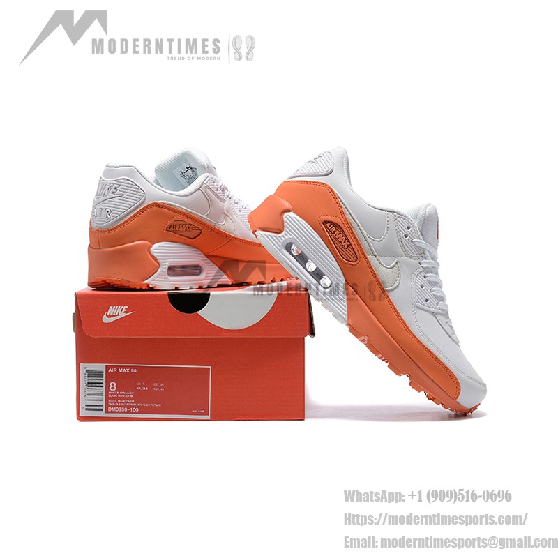 Nike Air Max 90 DM0958-100 - オレンジアクセントのスタイリッシュなホワイトスニーカー Nike Air Max 90 DM0958-100 - ホワイトとオレンジのスニーカー