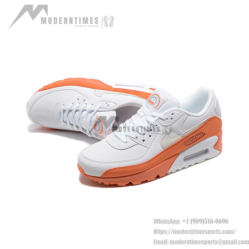 Nike Air Max 90 DM0958-100 - オレンジアクセントのスタイリッシュなホワイトスニーカー Nike Air Max 90 DM0958-100 - ホワイトとオレンジのスニーカー