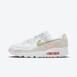 Nike Air Max 90 DM2874-100 - エレガントなホワイトスニーカー グリーン&ピンクアクセント付き Nike Air Max 90 DM2874-100 - ホワイトスニーカー ライトグリーンとソフトピンクのディテール