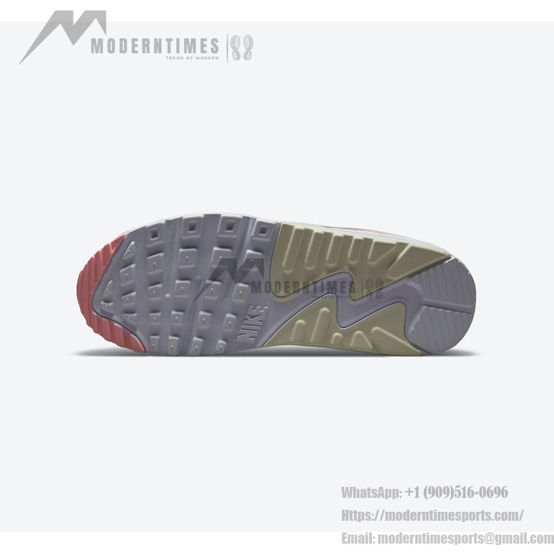 Nike Air Max 90 DM2874-100 - エレガントなホワイトスニーカー グリーン&ピンクアクセント付き Nike Air Max 90 DM2874-100 - ホワイトスニーカー ライトグリーンとソフトピンクのディテール