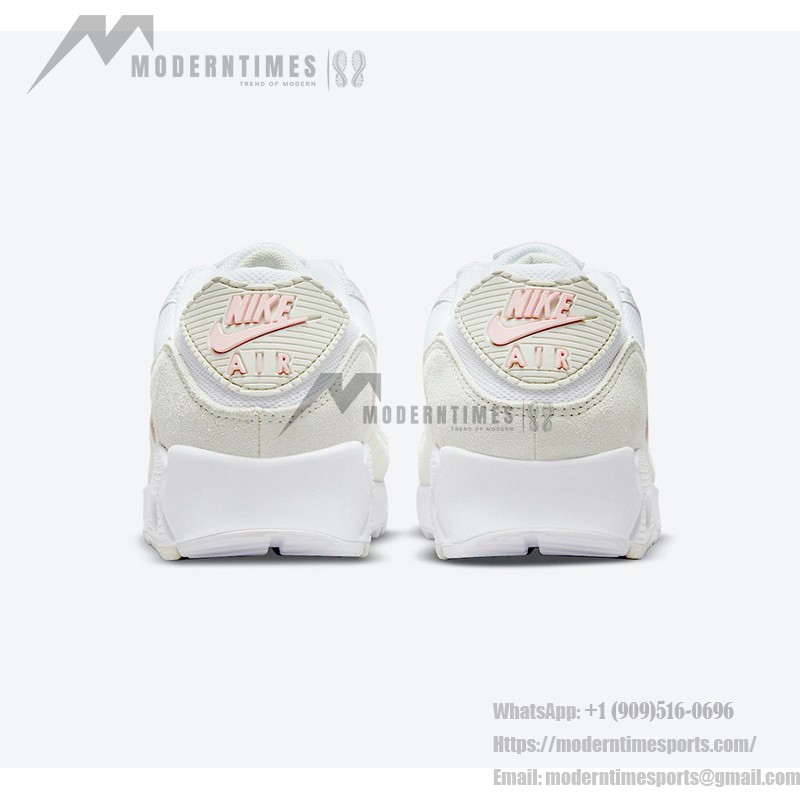 Nike Air Max 90 DM2874-100 - エレガントなホワイトスニーカー グリーン&ピンクアクセント付き Nike Air Max 90 DM2874-100 - ホワイトスニーカー ライトグリーンとソフトピンクのディテール
