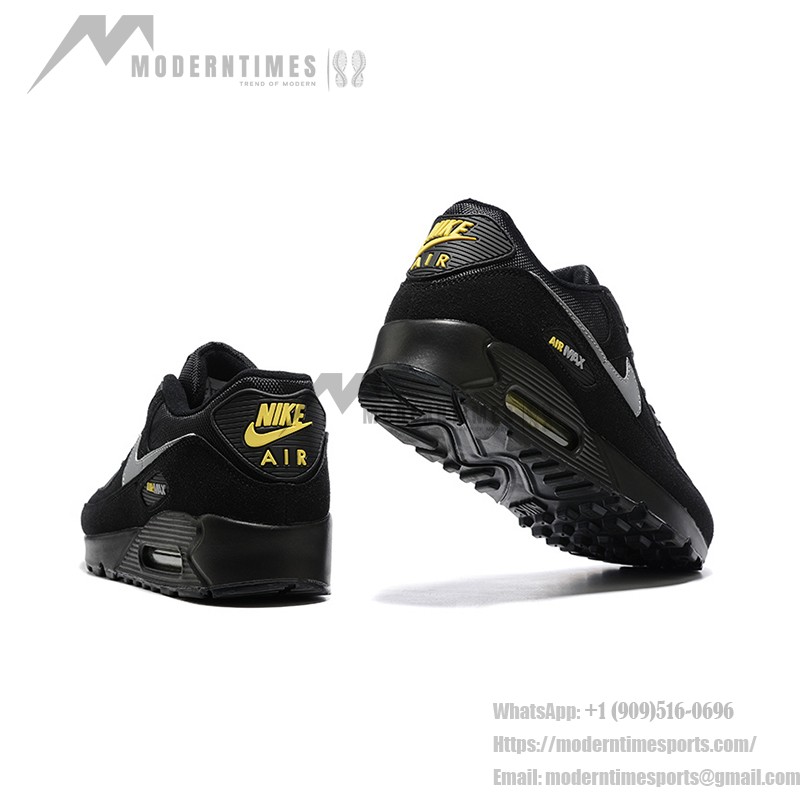 Nike Air Max 90 DO6706-001 - ブラック、グレー&イエロースニーカー Nike Air Max 90 DO6706-001 - グレースウッシュとイエローアクセントが特徴のブラックスニーカー