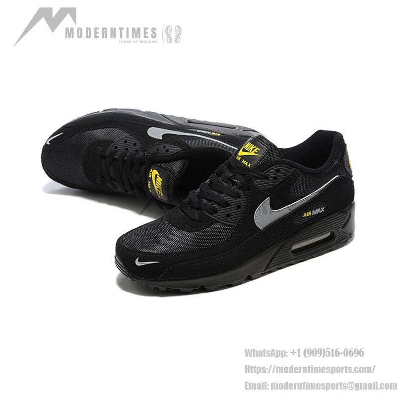 Nike Air Max 90 DO6706-001 - ブラック、グレー&イエロースニーカー Nike Air Max 90 DO6706-001 - グレースウッシュとイエローアクセントが特徴のブラックスニーカー