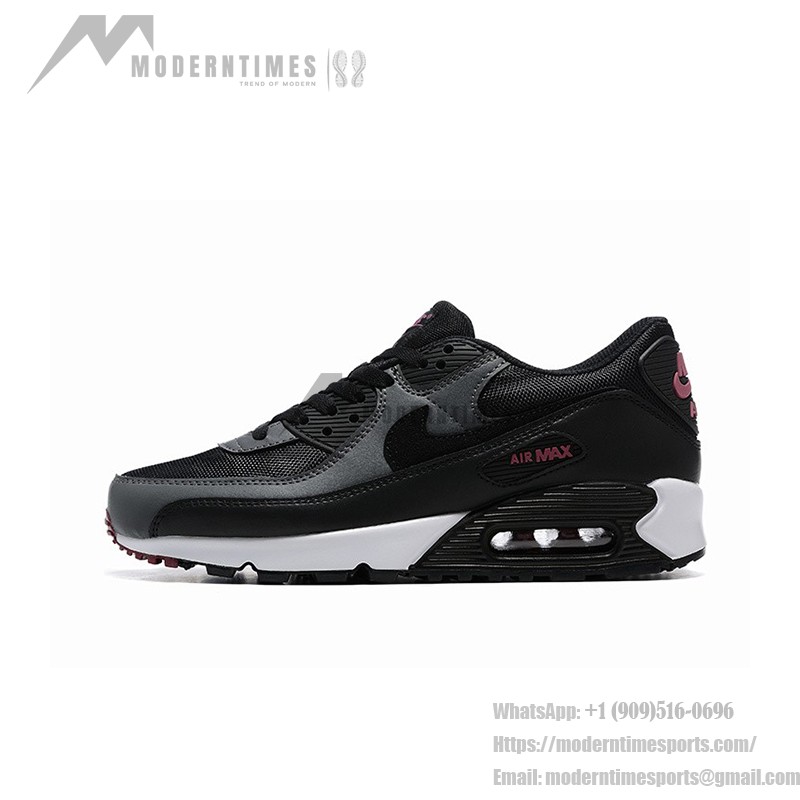 Nike Air Max 90 DQ4071-001 - スタイリッシュなブラック&グレースニーカー Nike Air Max 90 DQ4071-001 - ブラック&グレーのスニーカー、ピンクアクセント付き