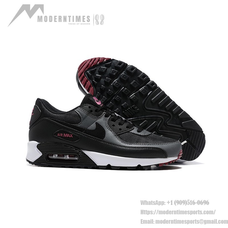 Nike Air Max 90 DQ4071-001 - スタイリッシュなブラック&グレースニーカー Nike Air Max 90 DQ4071-001 - ブラック&グレーのスニーカー、ピンクアクセント付き