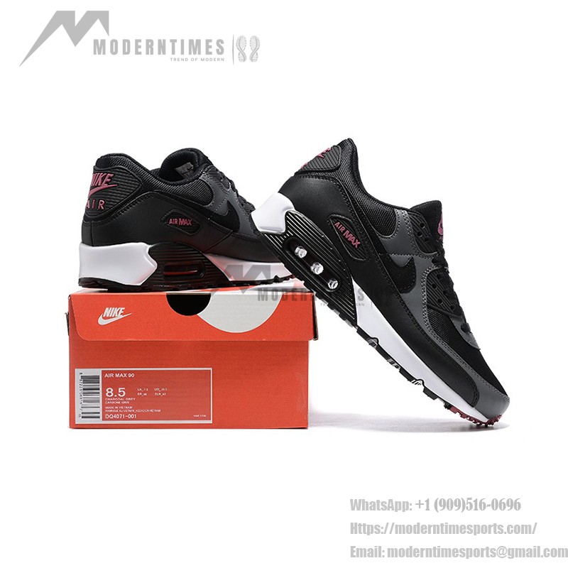 Nike Air Max 90 DQ4071-001 - スタイリッシュなブラック&グレースニーカー Nike Air Max 90 DQ4071-001 - ブラック&グレーのスニーカー、ピンクアクセント付き