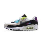 Nike Air Max 90 DR9900-100 - グレー、ブラック、ホワイトのマルチカラースニーカー、鮮やかなネオンアクセント付き | アイコニックな快適さと大胆なスタイル