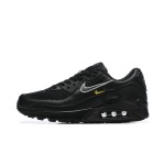 Nike Air Max 90 DX2651-001 - 洗練されたブラックスニーカー Nike Air Max 90 DX2651-001 - ブラックスニーカー、シルバー&イエローアクセント付き