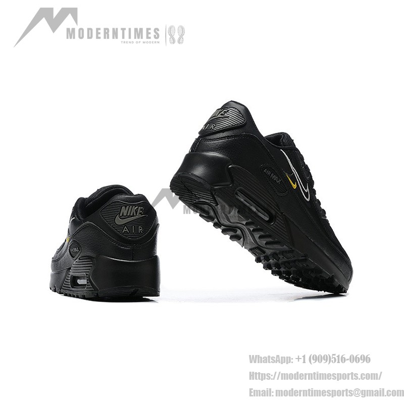Nike Air Max 90 DX2651-001 - 洗練されたブラックスニーカー Nike Air Max 90 DX2651-001 - ブラックスニーカー、シルバー&イエローアクセント付き