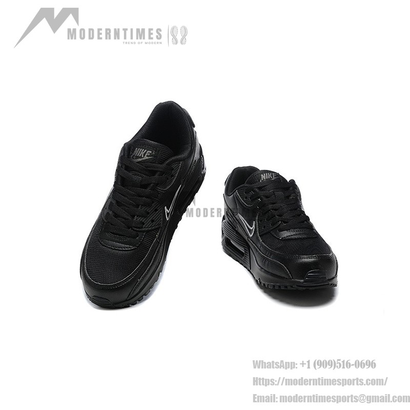 Nike Air Max 90 DX2651-001 - 洗練されたブラックスニーカー Nike Air Max 90 DX2651-001 - ブラックスニーカー、シルバー&イエローアクセント付き