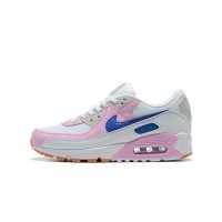 Nike Air Max 90 DX3316-100 - ホワイトスニーカー、ピンクのオーバーレイとブルーのスウッシュ付き | スタイリッシュな快適さとアイコニックなデザイン