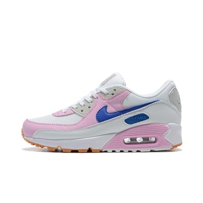 Nike Air Max 90 DX3316-100 - ホワイトスニーカー、ピンクのオーバーレイとブルーのスウッシュ付き | スタイリッシュな快適さとアイコニックなデザイン