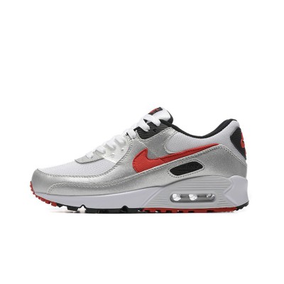 Nike Air Max 90 DX4233-001 - シルバー＆ホワイトスニーカー（レッドスウッシュ付き）| 未来的デザイン＆毎日の快適さ
