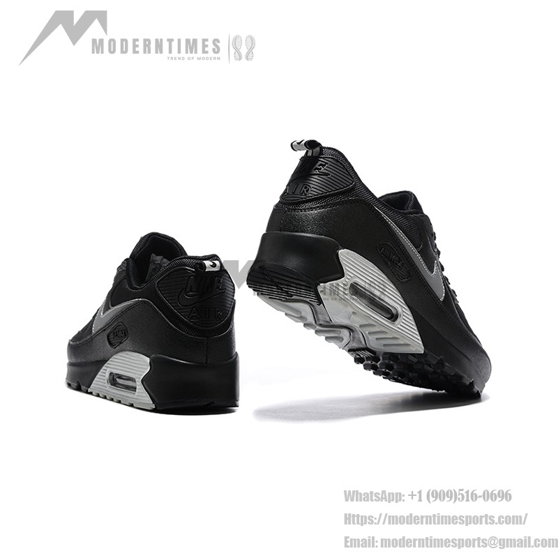 Nike Air Max 90 DX8969-001 - Bold Comfort & Sleek Design Nike Air Max 90 DX8969-001 - Black Sneakers with Grey Swoosh & Metallic Silver Midsole