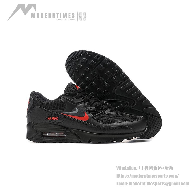 Nike Air Max 90 DX9272-001 - 洗練されたブラックデザインとレッドスウッシュ Nike Air Max 90 DX9272-001 - レッドスウッシュが映えるブラックスニーカー