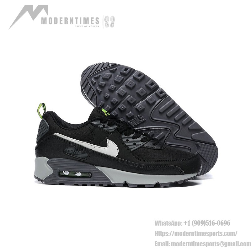 Nike Air Max 90 DZ4495-001 - 大胆なネオンアクセントのブラックスニーカー Nike Air Max 90 DZ4495-001 - ブラックスニーカー、ホワイトスウッシュ&ネオングリーンアクセント
