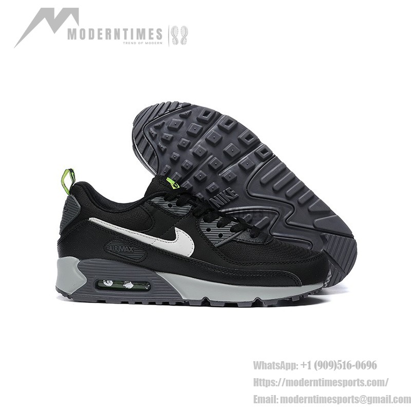 Nike Air Max 90 DZ4495-001 - ネオングリーンのディテールが際立つ洗練されたブラック Nike Air Max 90 DZ4495-001 - ブラックスニーカー グレー&ネオングリーンのアクセント付き