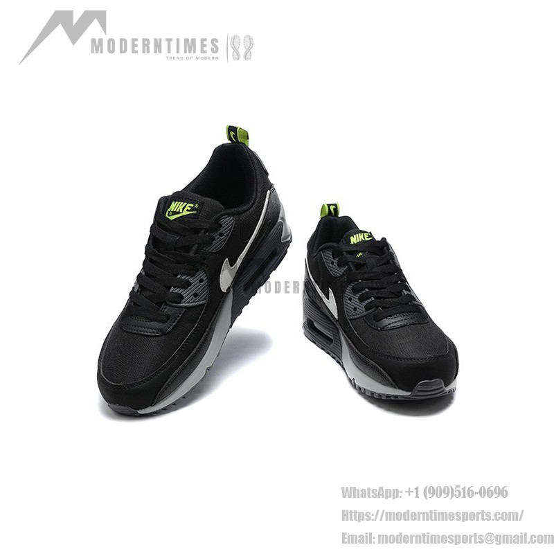 Nike Air Max 90 DZ4495-001 - ネオングリーンのディテールが際立つ洗練されたブラック Nike Air Max 90 DZ4495-001 - ブラックスニーカー グレー&ネオングリーンのアクセント付き