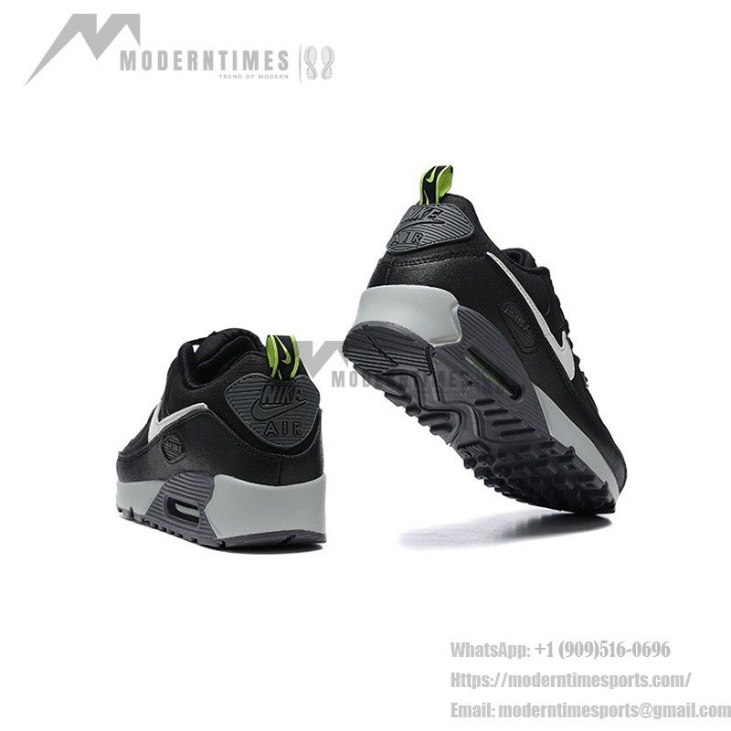 Nike Air Max 90 DZ4495-001 - ネオングリーンのディテールが際立つ洗練されたブラック Nike Air Max 90 DZ4495-001 - ブラックスニーカー グレー&ネオングリーンのアクセント付き