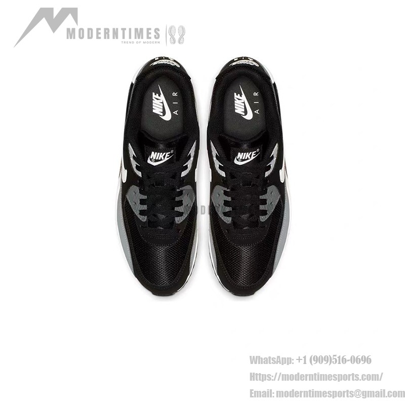 Nike Air Max 90 Essential AJ1285-018 - タイムレスなブラック、グレー、ホワイトのデザイン Nike Air Max 90 Essential AJ1285-018 - クラシックなブラック&グレースニーカーとホワイトスウッシュ