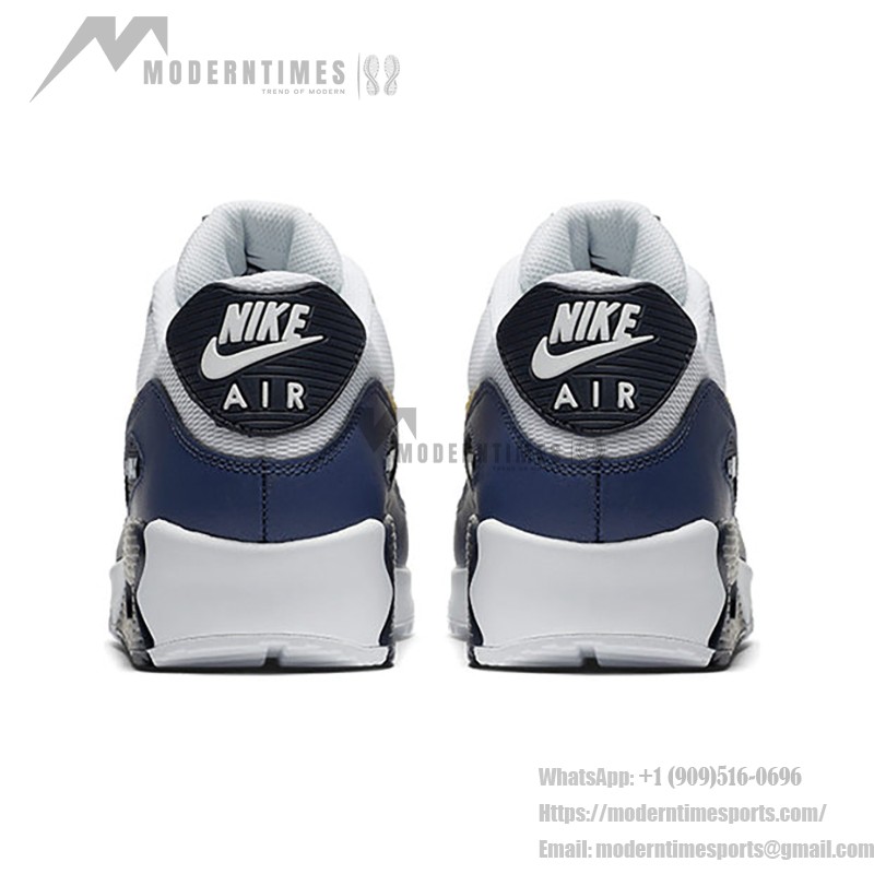 Nike Air Max 90 Essential 'ホワイト/ネイビー/イエロー' AJ1285-101 - スポーティーなデザインとMax Airクッショニング Nike Air Max 90 Essential 'ホワイト/ネイビー/イエロー' AJ1285-101 - ネイビーとイエローアクセントが映えるホワイトスニーカー