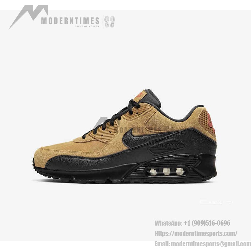 Nike Air Max 90 Essential 'タンスエード/ブラック' AJ1285-700 - レトロスタイルとMax Airクッショニング Nike Air Max 90 Essential 'タンスエード/ブラック' AJ1285-700 - ブラックオーバーレイが特徴のスエードスニーカー