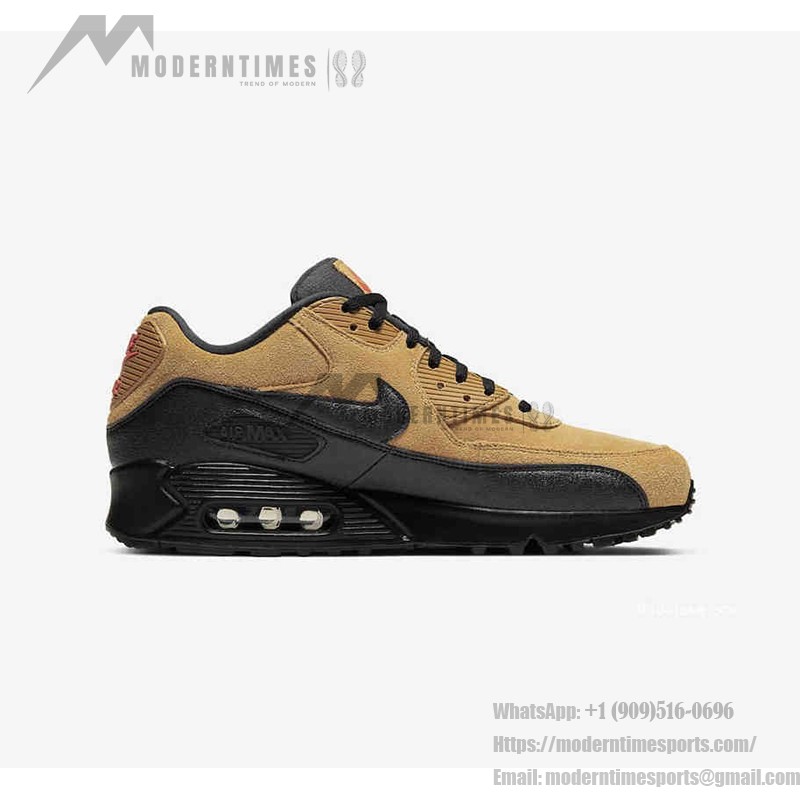 Nike Air Max 90 Essential 'タンスエード/ブラック' AJ1285-700 - レトロスタイルとMax Airクッショニング Nike Air Max 90 Essential 'タンスエード/ブラック' AJ1285-700 - ブラックオーバーレイが特徴のスエードスニーカー
