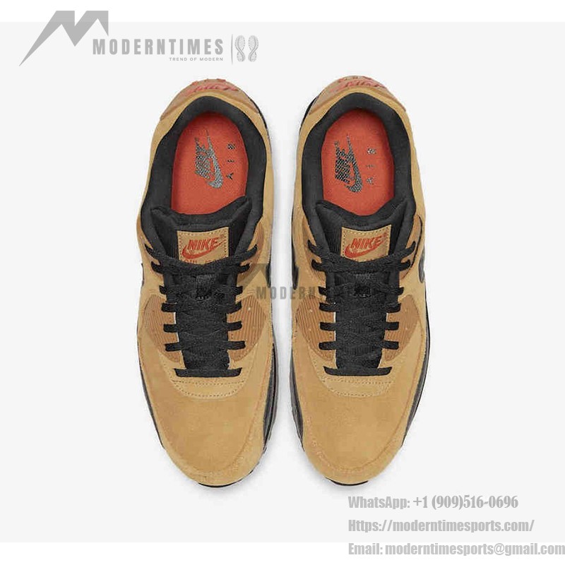 Nike Air Max 90 Essential 'タンスエード/ブラック' AJ1285-700 - レトロスタイルとMax Airクッショニング Nike Air Max 90 Essential 'タンスエード/ブラック' AJ1285-700 - ブラックオーバーレイが特徴のスエードスニーカー