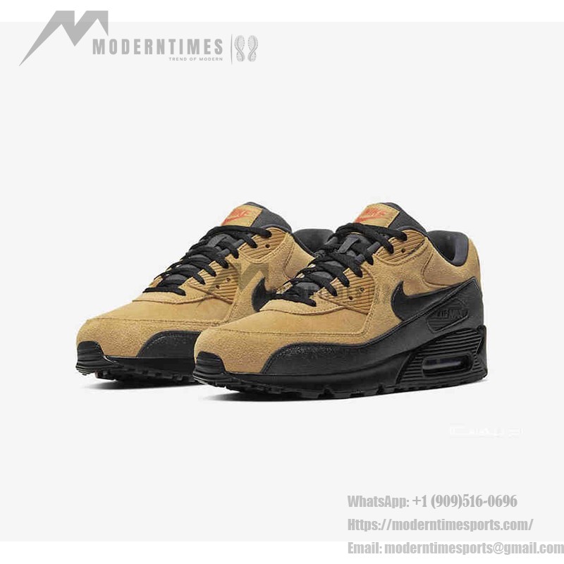 Nike Air Max 90 Essential 'タンスエード/ブラック' AJ1285-700 - レトロスタイルとMax Airクッショニング Nike Air Max 90 Essential 'タンスエード/ブラック' AJ1285-700 - ブラックオーバーレイが特徴のスエードスニーカー