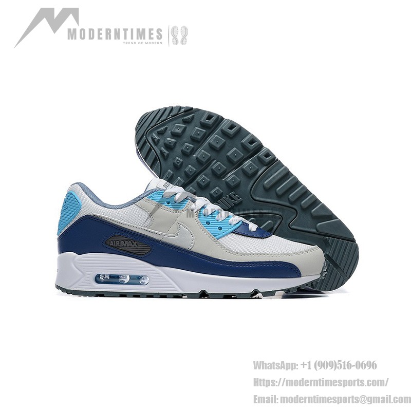 Nike Air Max 90 FD0664-400 - ネイビーハイライトの洗練されたグレースニーカー Nike Air Max 90 FD0664-400 - グレースニーカー、ネイビー&ライトブルーのアクセント付き
