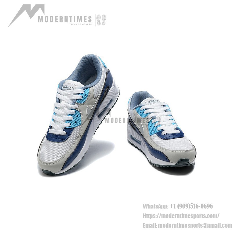Nike Air Max 90 FD0664-400 - ネイビーハイライトの洗練されたグレースニーカー Nike Air Max 90 FD0664-400 - グレースニーカー、ネイビー&ライトブルーのアクセント付き