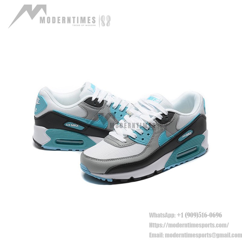 Nike Air Max 90 FD0678-100 - ホワイト&ブルースニーカー Nike Air Max 90 FD0678-100 - ブルー&グレーアクセントのホワイトスニーカー
