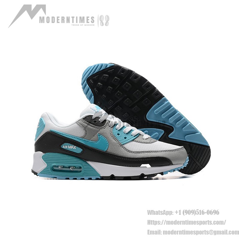 Nike Air Max 90 FD0678-100 - ホワイト&ブルースニーカー Nike Air Max 90 FD0678-100 - ブルー&グレーアクセントのホワイトスニーカー