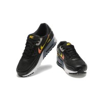 Nike Air Max 90 FJ4229-001 - グラデーションオレンジ＆イエロースウッシュ付きブラックスニーカー | 大胆なデザイン＆一日中の快適さ