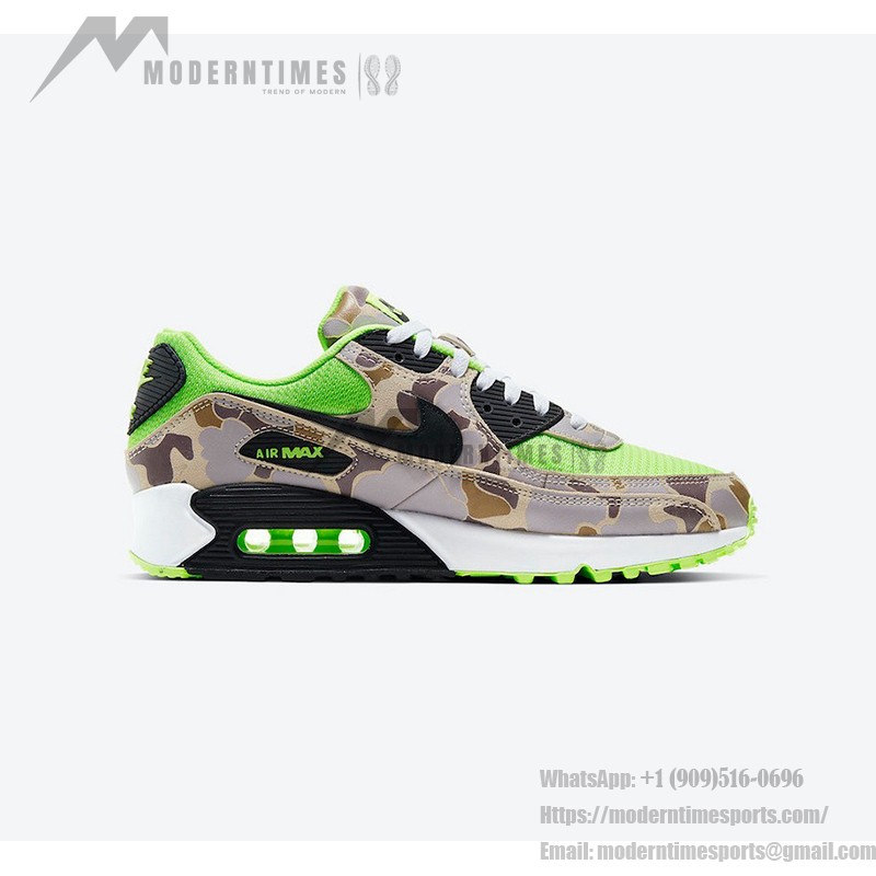 Nike Air Max 90 'Green Camo' - 鮮やかなカモフラージュ Nike Air Max 90 'Green Camo' CW4039-300、グリーンメッシュとカモフラージュオーバーレイ付き