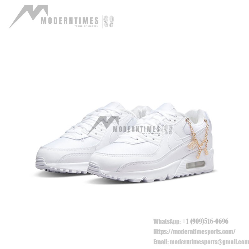Nike Air Max 90 Premium 'Lucky Charms' - ラグジュアリーなホワイト&ゴールド ゴールドチェーンアクセントが際立つ純白のNike Air Max 90 Premium 'Lucky Charms' DH0569-100