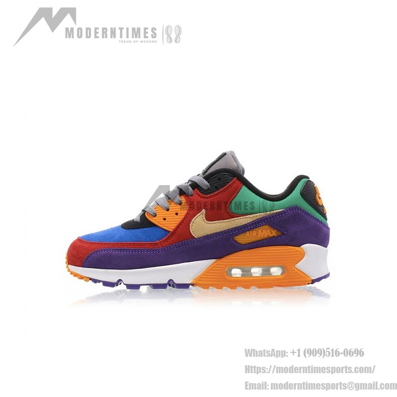 Nike Air Max 90 QS 'ビオテック' CD0917-600 - 大胆なマルチカラーデザインと快適さ Nike Air Max 90 QS 'ビオテック' CD0917-600 - Max Airクッショニング付きのマルチカラースエードスニーカー
