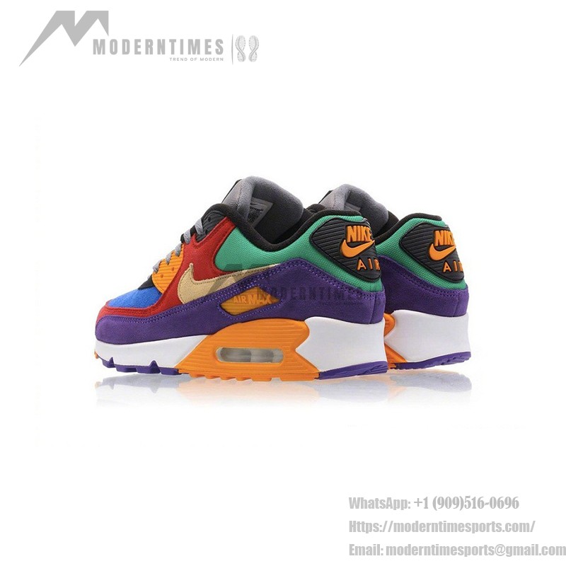 Nike Air Max 90 QS 'ビオテック' CD0917-600 - 大胆なマルチカラーデザインと快適さ Nike Air Max 90 QS 'ビオテック' CD0917-600 - Max Airクッショニング付きのマルチカラースエードスニーカー