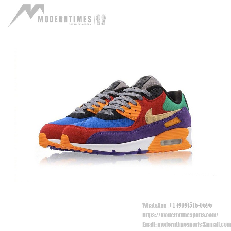 Nike Air Max 90 QS 'ビオテック' CD0917-600 - 大胆なマルチカラーデザインと快適さ Nike Air Max 90 QS 'ビオテック' CD0917-600 - Max Airクッショニング付きのマルチカラースエードスニーカー
