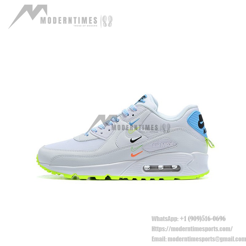 Nike Air Max 90 SE 'ワールドワイド' CK7069-100 - クリーンなホワイトデザインとネオンアクセント Nike Air Max 90 SE 'ワールドワイド' CK7069-100 - ネオンアクセントとMax Airクッショニングが特徴のホワイトスニーカー