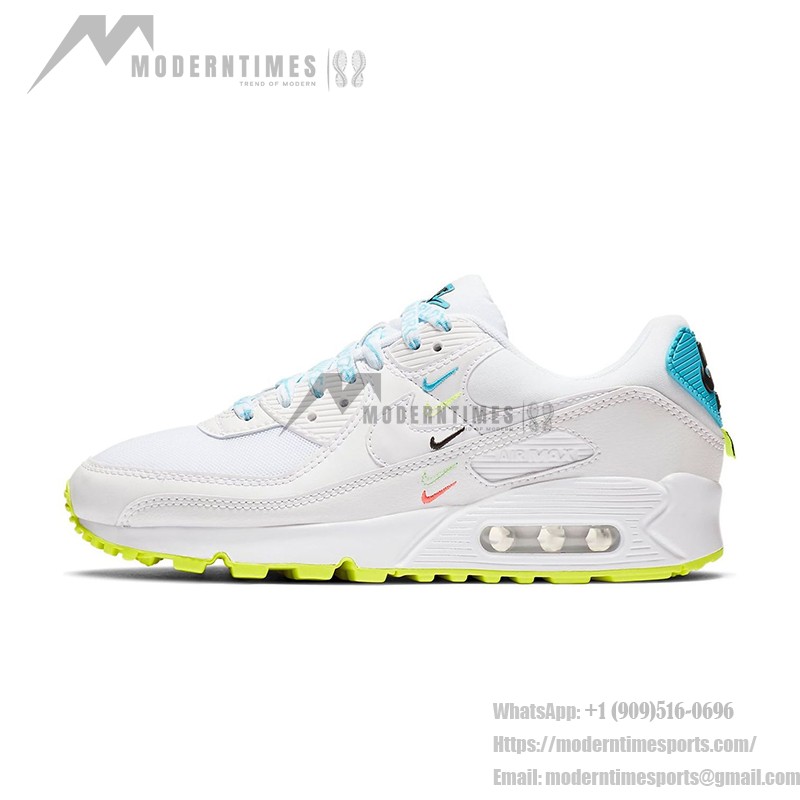 Nike Air Max 90 SE 'Worldwide Pack' - スタイリッシュ&快適 白地にカラフルなスウッシュとネオングリーンのアクセントが特徴のNike Air Max 90 SE 'Worldwide Pack' CK7069-100