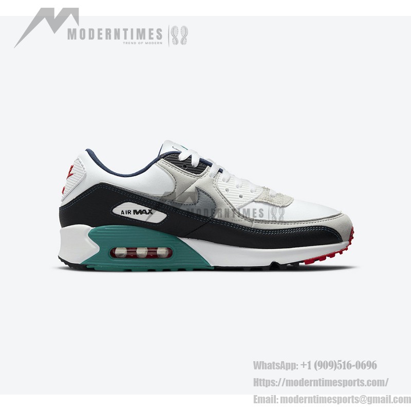 Nike Air Max 90 Swingman エディション - 野球インスパイアのネイビー、レッド、ティールスニーカー Nike Air Max 90 DJ5190-100 Swingman エディション - 野球デザインのネイビー、レッド、ティールスニーカー